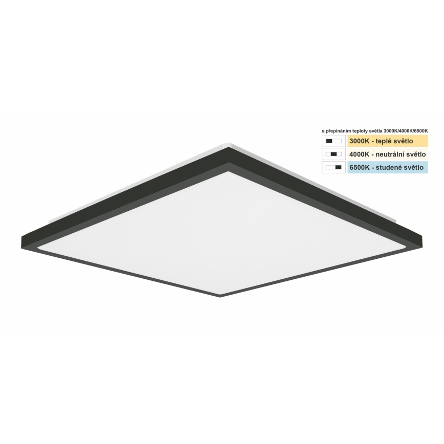 Top Light - LED taklampa för badrum ONYX LED/24W/230V IP44 3000/4000/6500K 38x38 cm svart