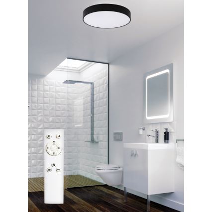 Top Light - LED ljusreglerad taklampa till badrum PETAL LED/48W/230V IP44 3000-6500K diameter 48 cm svart + fjärrkontroll