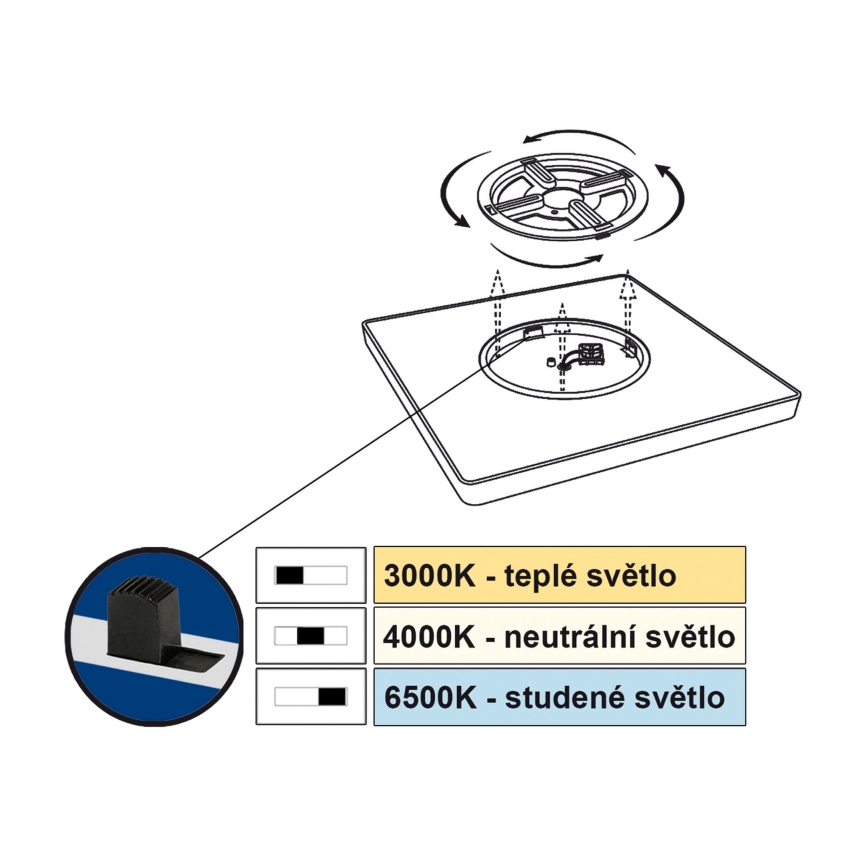 Top Light - LED taklampa REVIT LED/24W/230V 3000/4000/6500K 30x30 cm vit