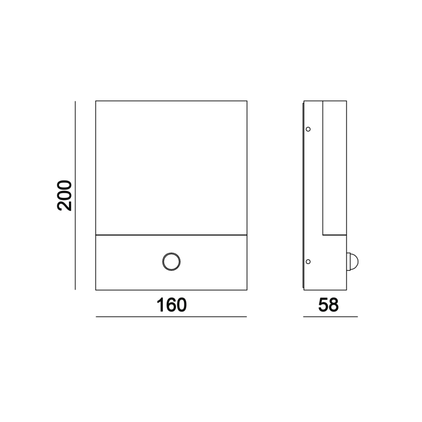 Top Light - LED Utomhus vägglampa med sensor NOEL LED/10W/230V IP54