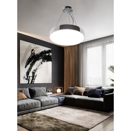 Top Light Metall 40CRZ fjärrkontrol - LED ljusreglerad ljuskrona på textilsladd METAL LED/51W/230V skinande krom + fjärrkontroll