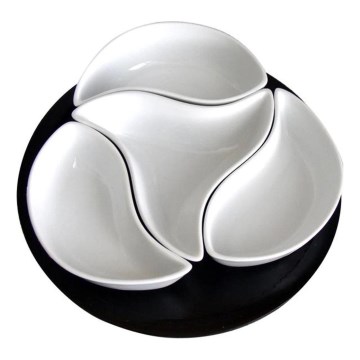 TORO – 4‑delars set med skålar och bricka, keramik/trä