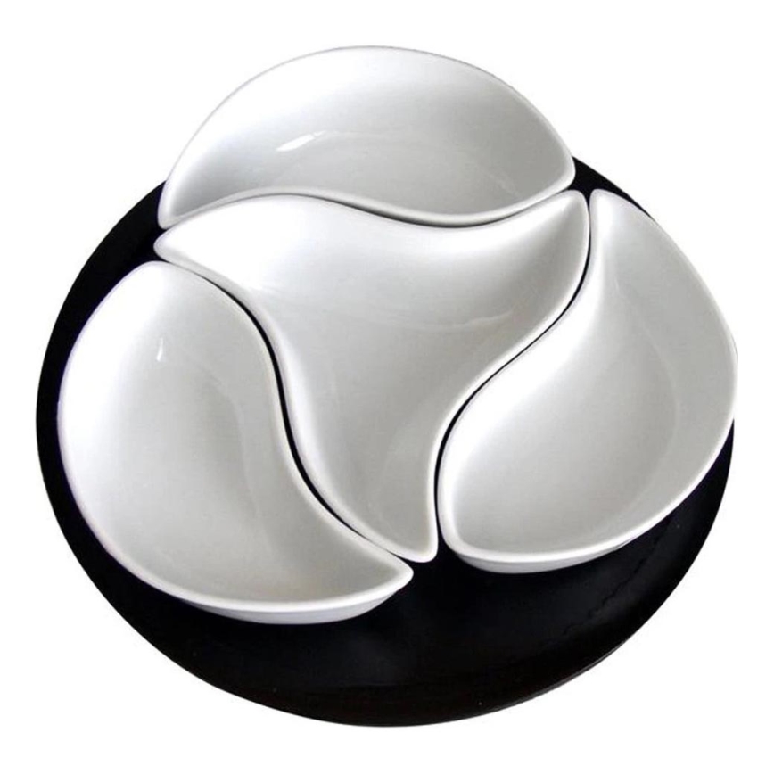 TORO – 4‑delars set med skålar och bricka, keramik/trä