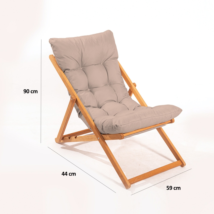 Trädgårdsliggstol beige/bok