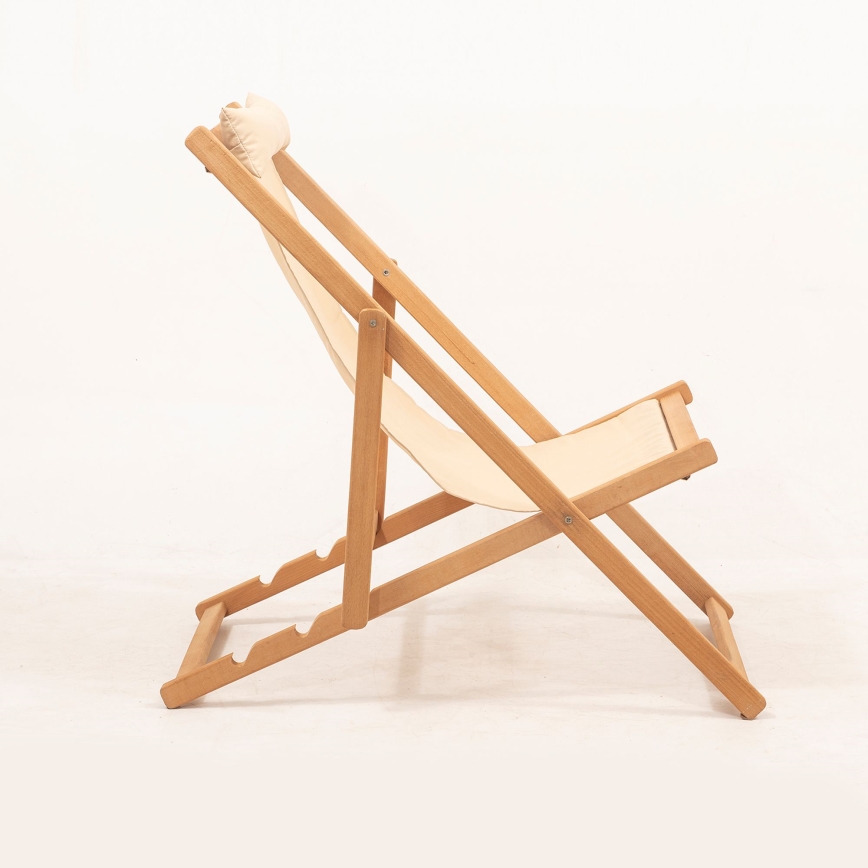Trädgårdsliggstol beige/hassel