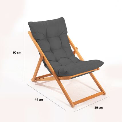 Trädgårdsliggstol grå/bok