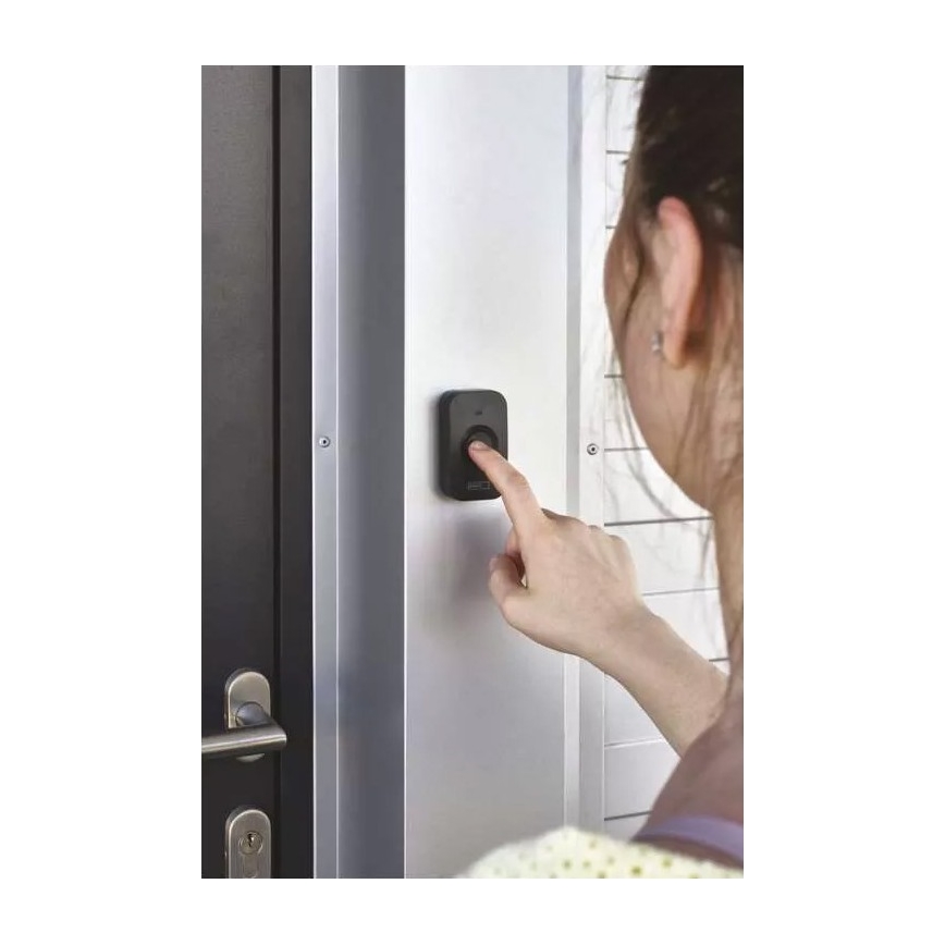 Trådlös batteridriven ringklocka 3xAAA IP56 svart