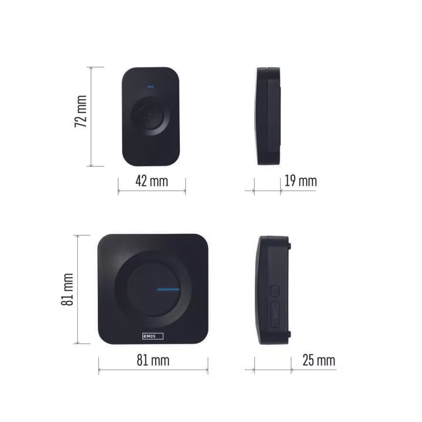 Trådlös batteridriven ringklocka 3xAAA IP56 svart