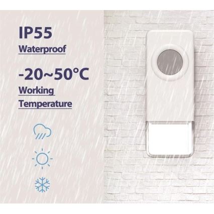 Trådlös dörrklocka 3xAAA IP55 svart