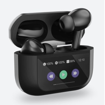 Trådlös earphones med LCD display 300 mAh + 2x 30 mAh svart