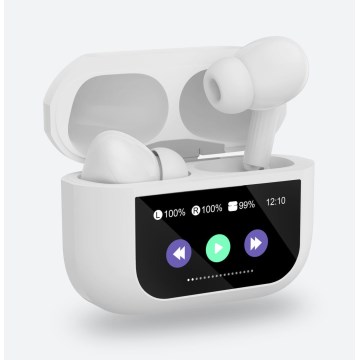 Trådlös earphones med LCD display 300 mAh + 2x 30 mAh vit