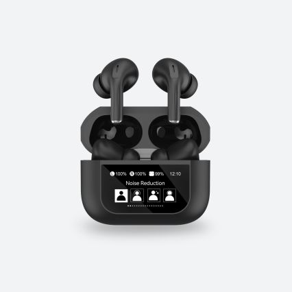 Trådlös earphones med LCD display svart
