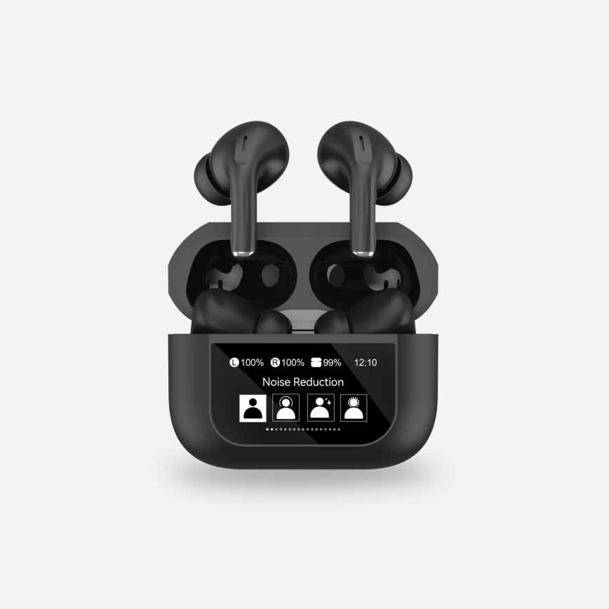 Trådlös earphones med LCD display svart