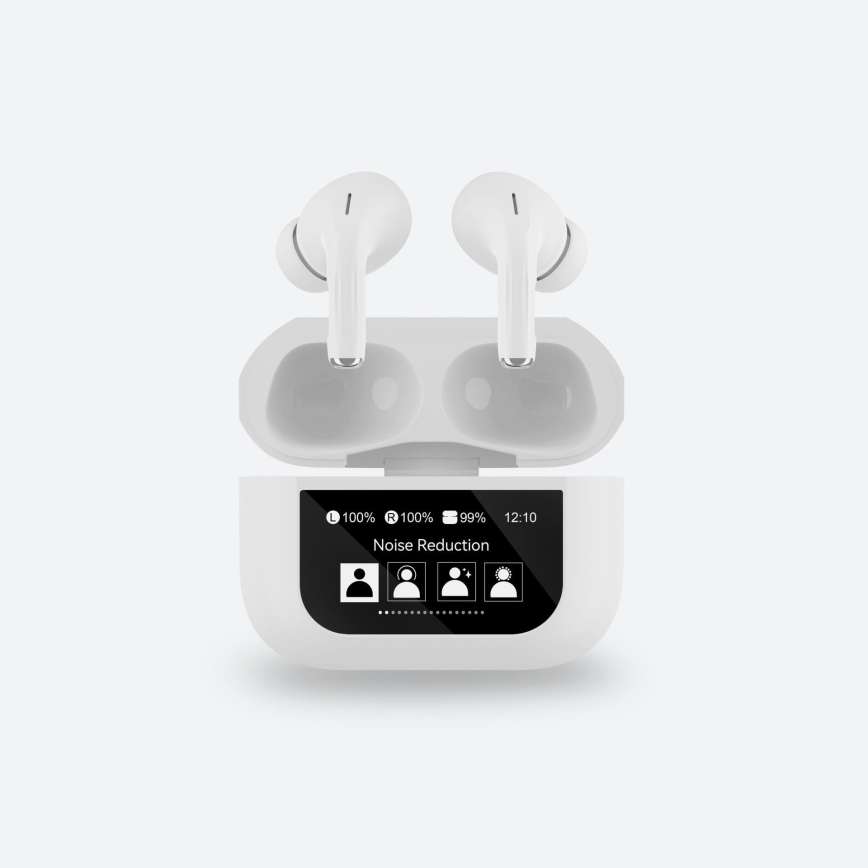 Trådlös earphones med LCD display vit