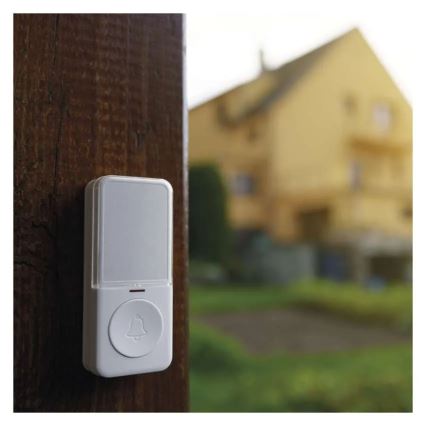 Trådlös knapp för dörrklocka, 1× CR2032, vit