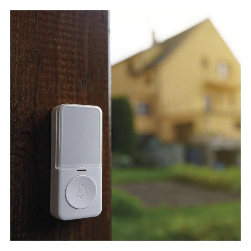 Trådlös knapp för dörrklocka, 1× CR2032, vit