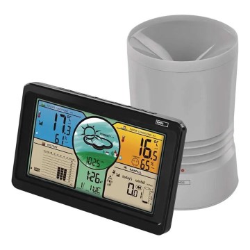 Trådlös väderstation med LCD-skärm i färg och pluviometer 3xAAA svart