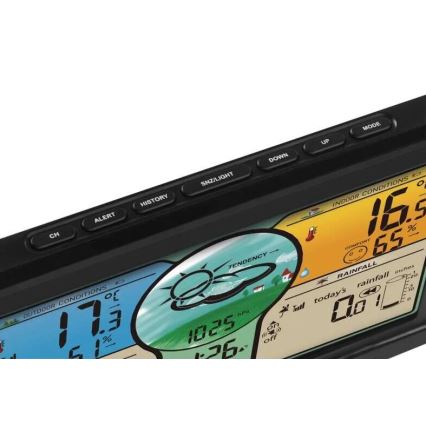 Trådlös väderstation med LCD-skärm i färg och pluviometer 3xAAA svart