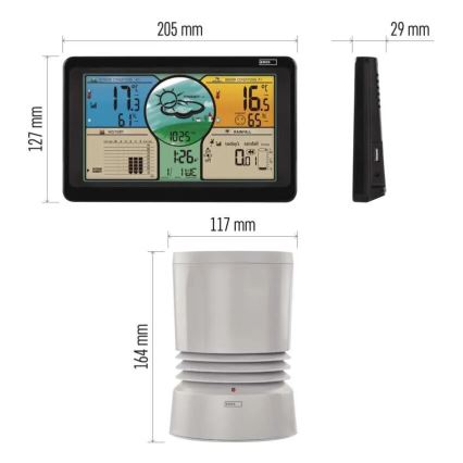 Trådlös väderstation med LCD-skärm i färg och pluviometer 3xAAA svart