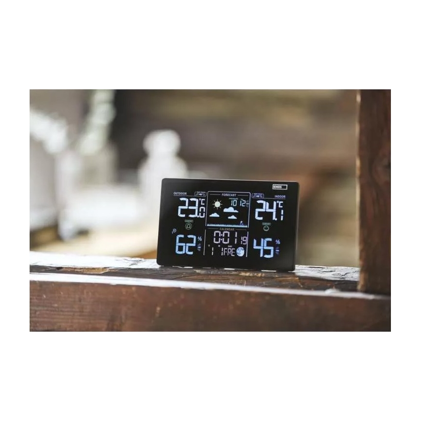 Trådlös väderstation med väckarklocka 5V/3xAAA + 2xAAA svart