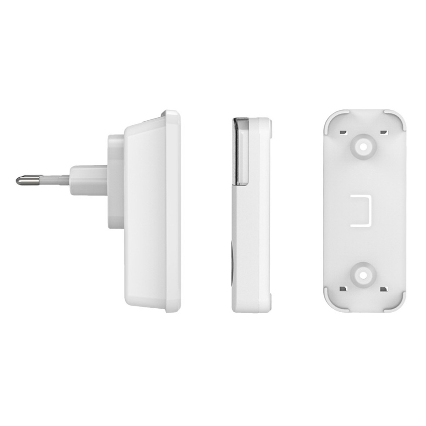 Trådlös vägguttagsringklocka 230V + 2x knappar IP56 vit