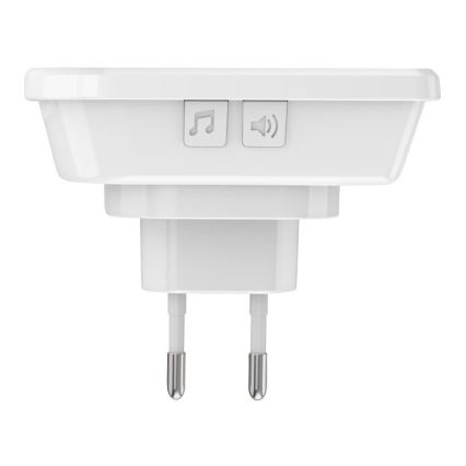 Trådlös vägguttagsringklocka 230V + 2x knappar IP56 vit