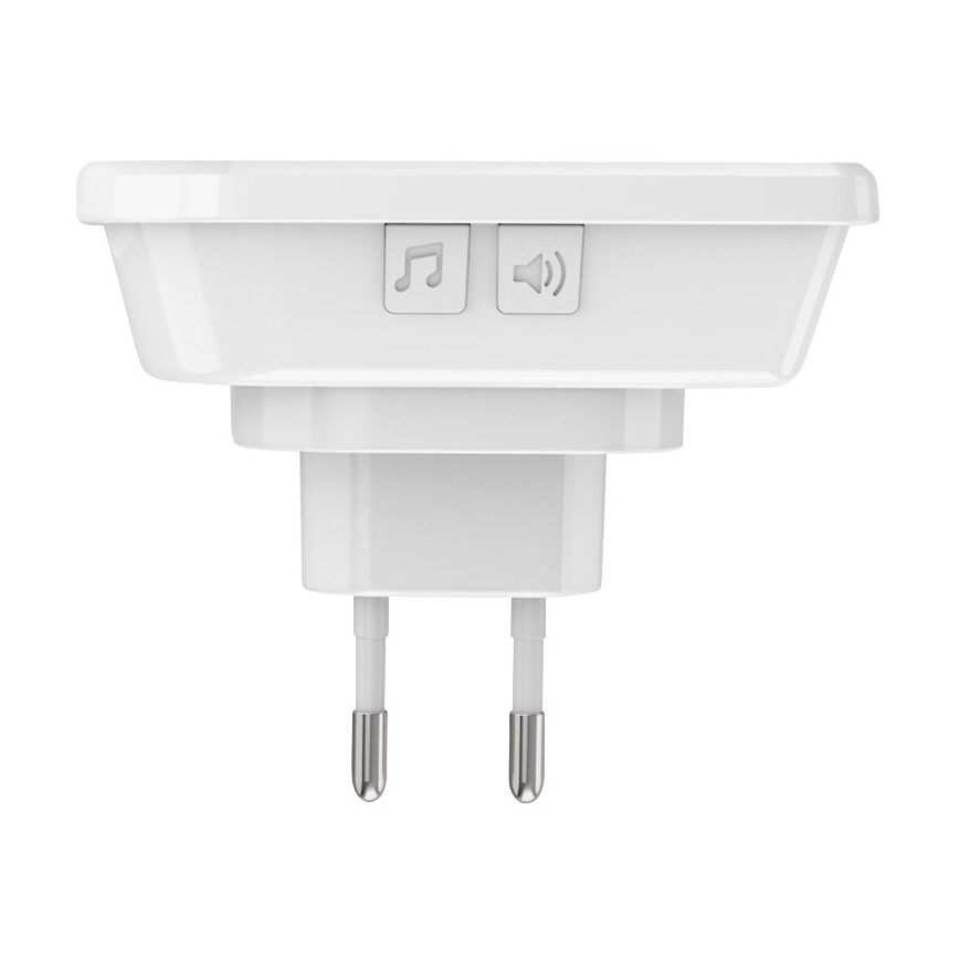 Trådlös vägguttagsringklocka 230V + 2x knappar IP56 vit
