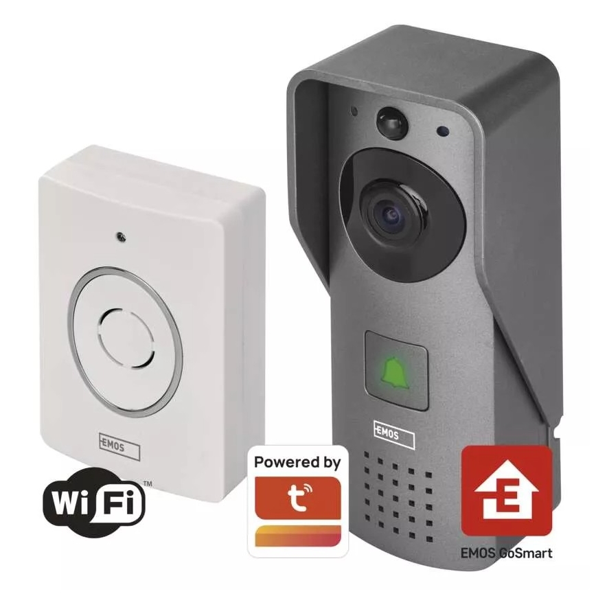 Trådlös videodörrklocka med rörelsedetektor GoSmart 12V 3xAA IP44 Wi-Fi Tuya