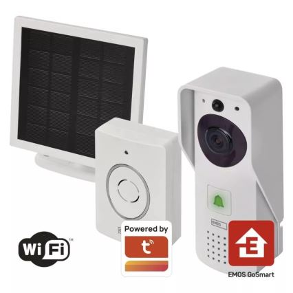 Trådlös videodörrklocka med solcellspanel GoSmart 4400 mAh 3xAA IP44 Wi-Fi Tuya