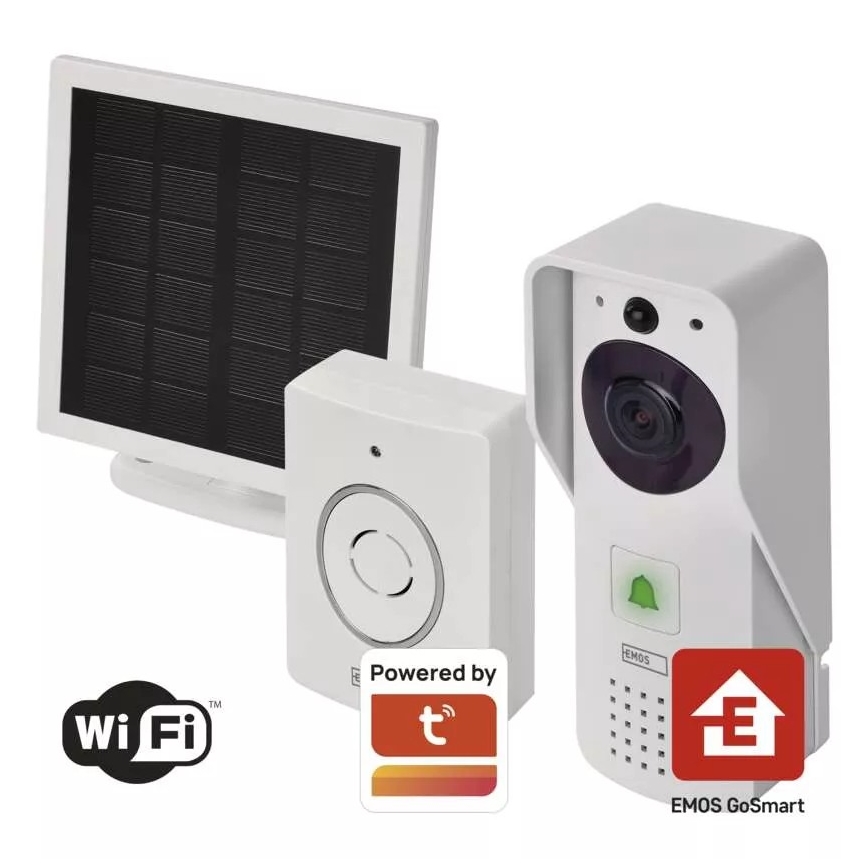Trådlös videodörrklocka med solcellspanel GoSmart 4400 mAh 3xAA IP44 Wi-Fi Tuya
