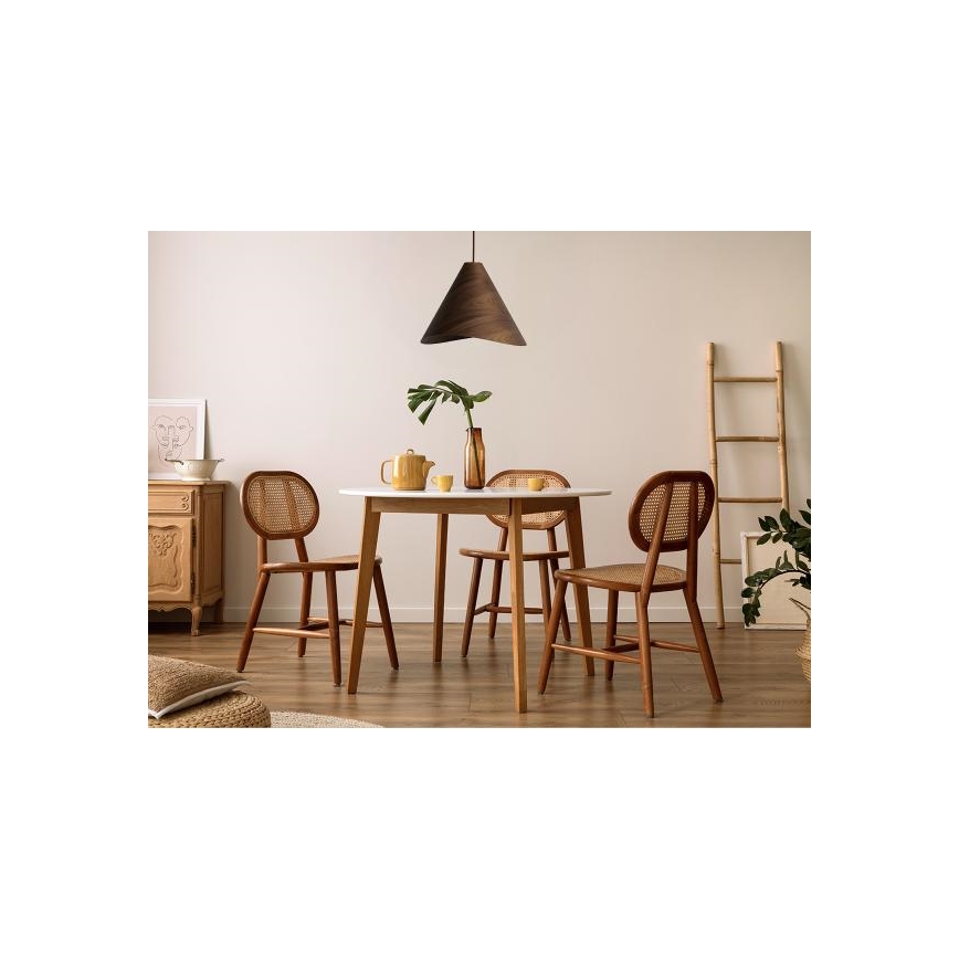 Träpendel på kabel 1xE27/60W/230V Ø 45 cm massivt trä/valnöt/gummiträ