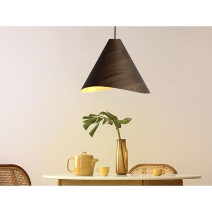 Träpendel på kabel 1xE27/60W/230V Ø 45 cm massivt trä/valnöt/gummiträ