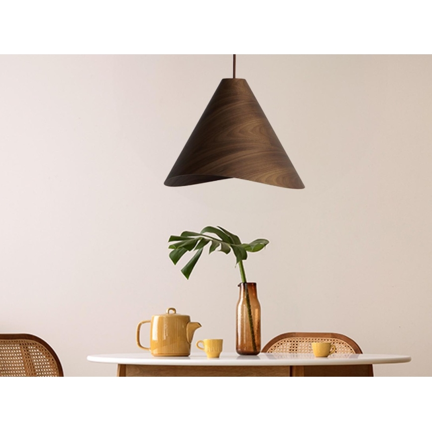 Träpendel på kabel 1xE27/60W/230V Ø 45 cm massivt trä/valnöt/gummiträ
