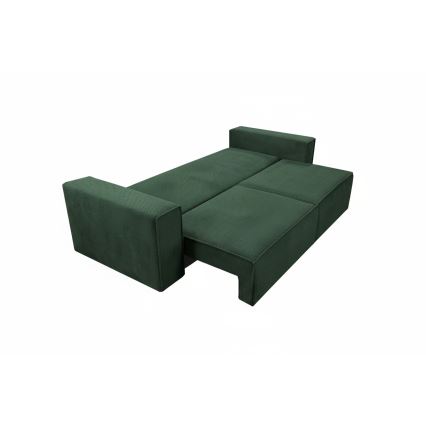Tresitsig bäddsoffa med förvaring RONDA, grön