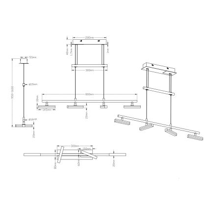Trio - Dimbar LED-lampakrona med snöre OPIUM 4xLED/4,5W/230V