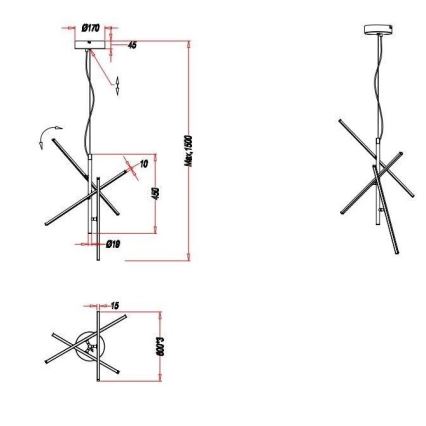Trio - LED Dimbar ljuskrona med upphänging TIRIAC 3xLED/7,5W/230V