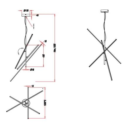 Trio - LED Dimbar ljuskrona med upphängning TIRIAC 3xLED/8,5W/230V