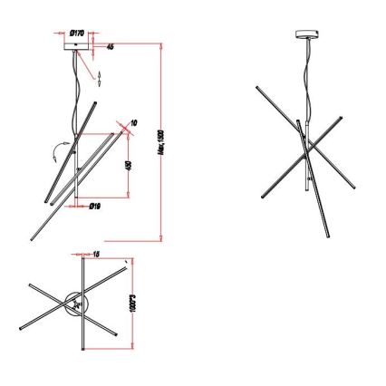 Trio - LED Dimbar ljuskrona med upphängning TIRIAC 3xLED/8,5W/230V vit