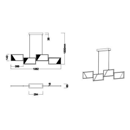 Trio - LED Dimbar ljuskrona med upphängningsrem CAFU 4xLED/7W/230V