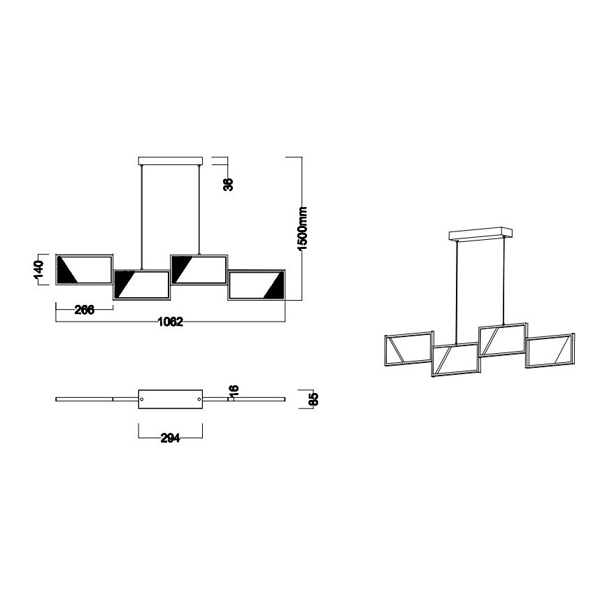 Trio - LED Dimbar ljuskrona med upphängningsrem CAFU 4xLED/7W/230V
