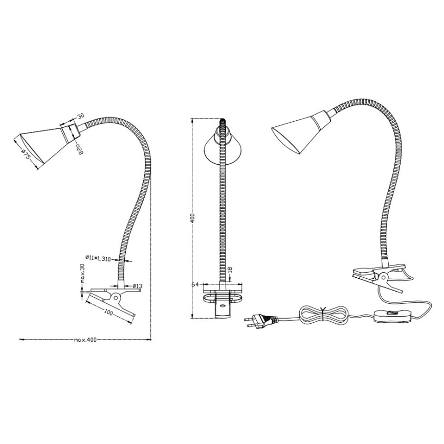 Trio - LED-lampa med klämma PRETO LED/4,1W/230V