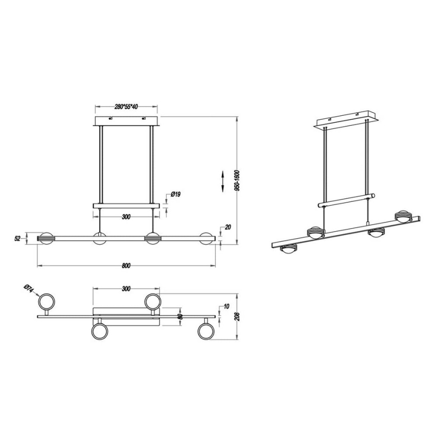 TRIO - LED Ljuskrona med snöre LENTIL 8xLED/2,3W/230V