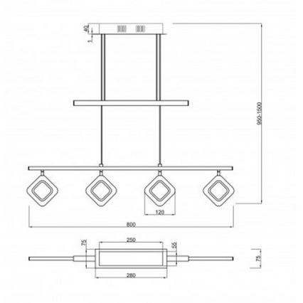 Trio - LED Ljuskrona med snöre PARADOX 4xLED/4,3W/230V