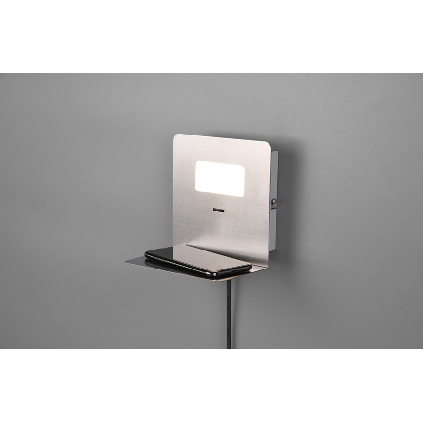 Trio - LED väggbelysning med en hylla ALOFT LED/3W/230V + USB uttag
