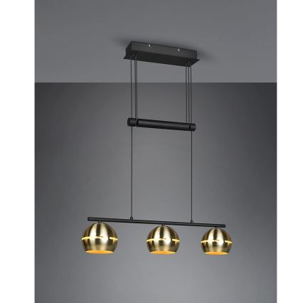 Trio - Ljuskrona med textilsladd FLETCHER 3xE14/40W/230V mässing