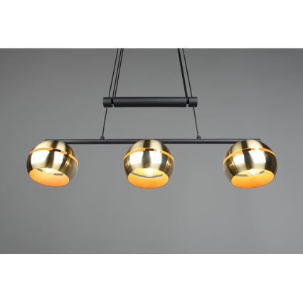 Trio - Ljuskrona med textilsladd FLETCHER 3xE14/40W/230V mässing