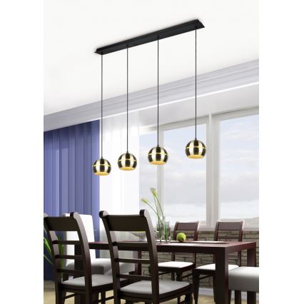 Trio - Ljuskrona med textilsladd FLETCHER 4xE14/40W/230V mässing