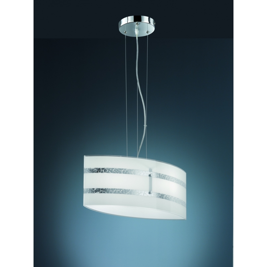 Trio - Ljuskrona med textilsladd NIKOSIA 2xE27/40W/230V silver