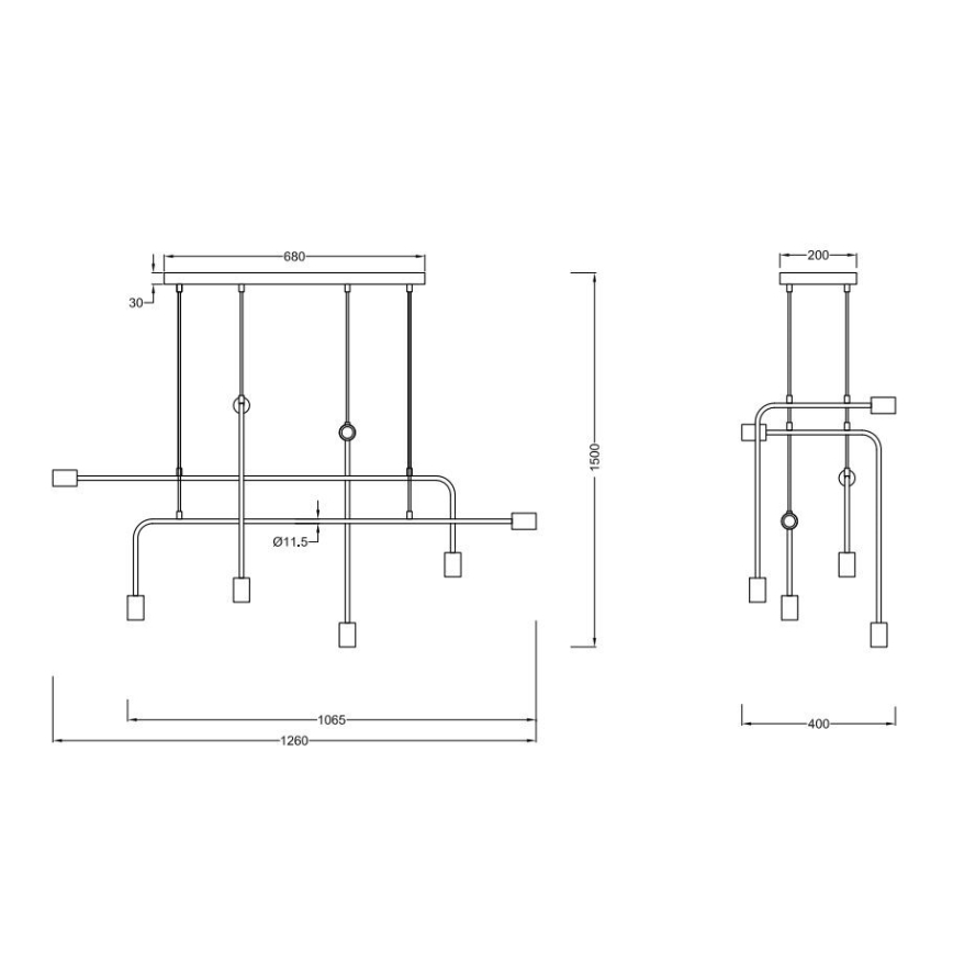 Trio - Ljuskrona med upphängningsrem CONNOR 8xE27/10W/230V