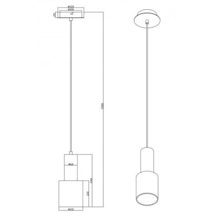 Trio - Ljusskrona med upphängningsrem  WAILER 1xGU10/5W/230V grå